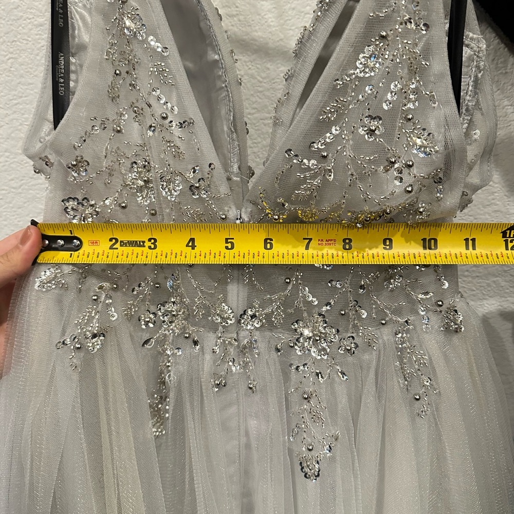 Elegant Silver Embellished Evening Gown - Picture 10 of 16